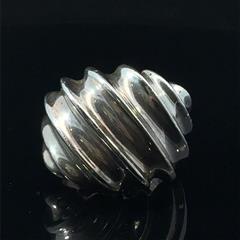 Mexico 925 Sterling Silver Ribbed Dome Modernist Ring Size 6 15.1g